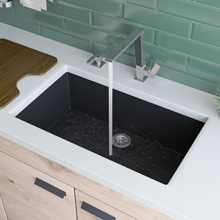 Black 30 Undermount Sgl Bowl Granite Composite Kitchen Sink